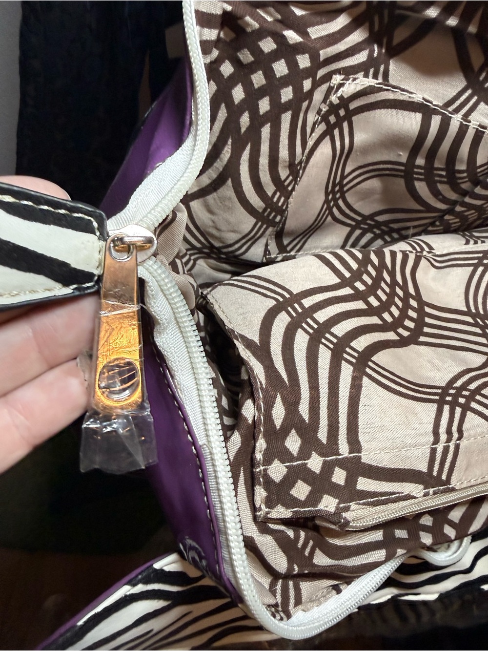 JY Fashion Y2K Purple Glossy Zebra Print Rosette Flower Purse Bag - Picture 16 of 16